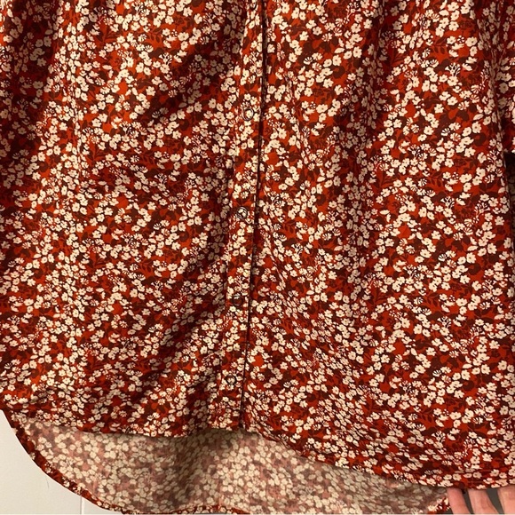 APIECE Apart Mitte Top Floral Blouse Red flowers Patterned Poplin Cotton Organic - Picture 7 of 12